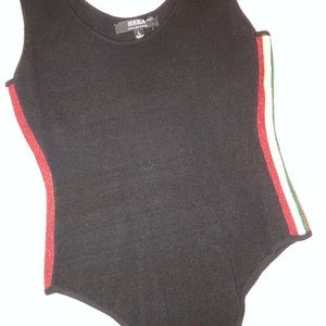 NEW Hera Black body suit with Gucci print side (L)